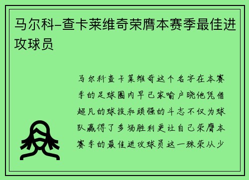 马尔科-查卡莱维奇荣膺本赛季最佳进攻球员